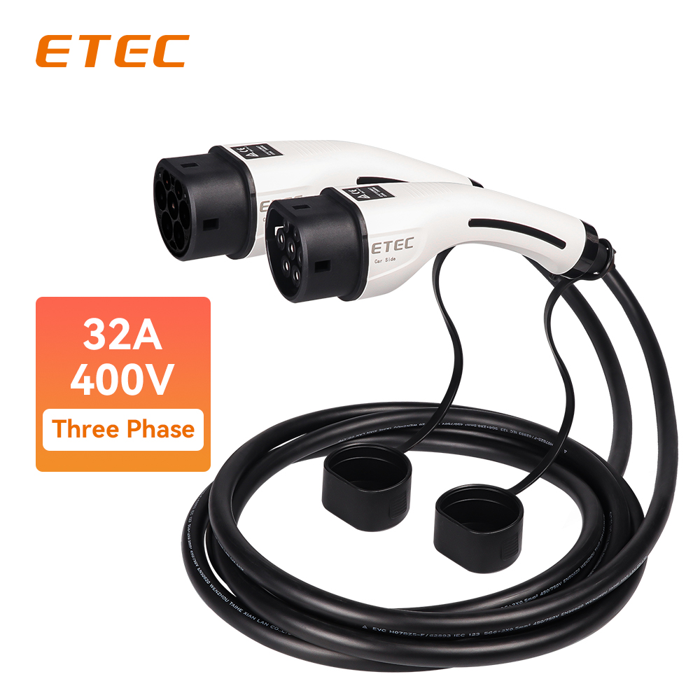 ETEC EKEP1-T2-D-32 Type 2 Single Phase Connector 32A 7.3KW 230V with 5  Meters Cable Female to Male Extension Cable - ETEK Electric