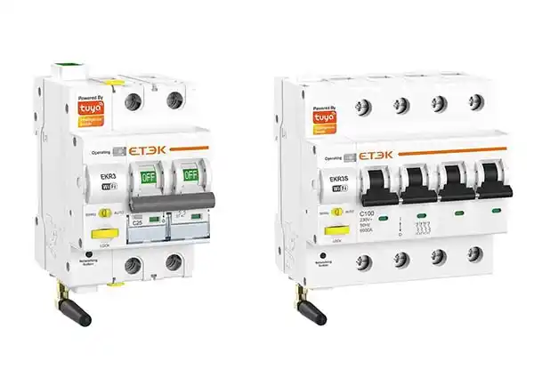 Smart circuit breaker retrofit solution for old distribution boards - ETEK EKR3S smart MCB with remote control and energy monitoring