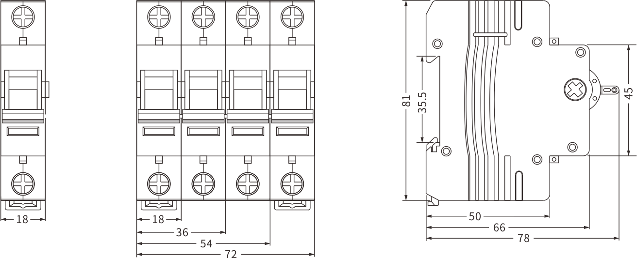 ETEK Isolator Switch EKD1-125 Size