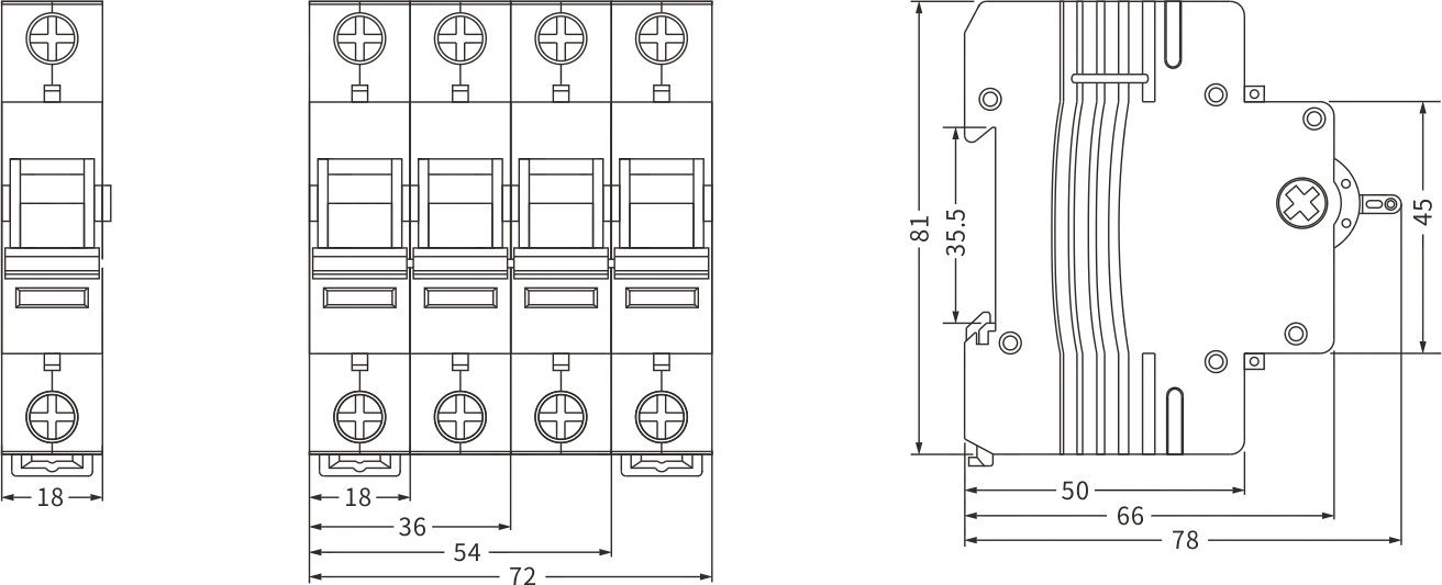 ETEK Isolator Switch EKD1-125 Size