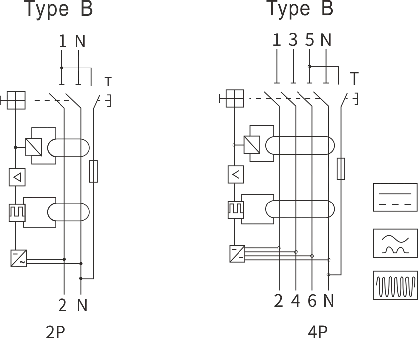 ETEK Type B RCCB EKL1-63B Circuit Diagram