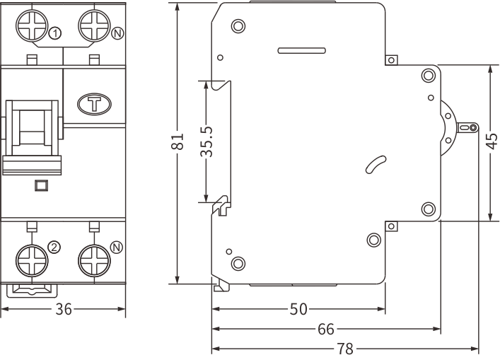 etek rcbo ekl3-40m size