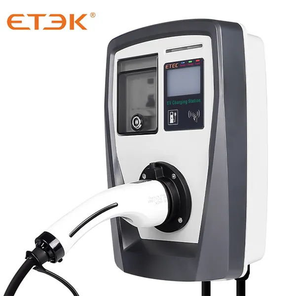 Electric Car RFID Card AC home EV Charger Wallbox (16A 32A 3.7KW/7.3KW 11KW/22KW) with IEC 62196-2 Type 2 Plug and 5 meters Cable