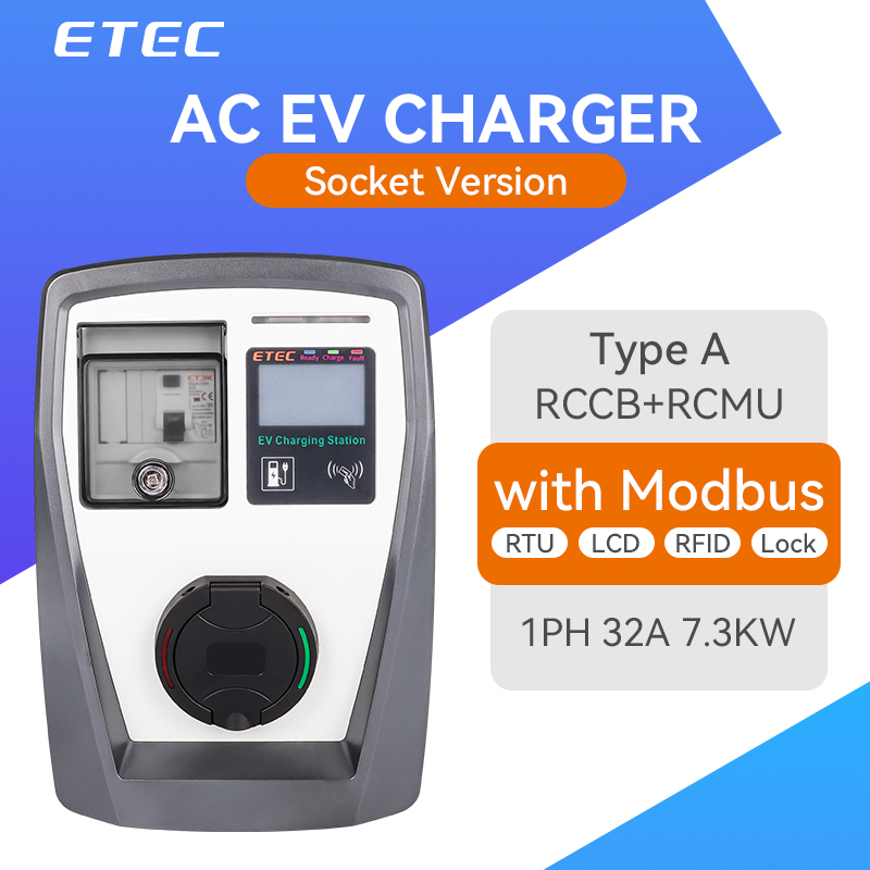 AC Electric vehicle charging pile (16A 32A 3.7KW 7.3KW 11KW 22KW) RFID Card EV Wallbox Charger with IEC 62196-2 Charging Outlet